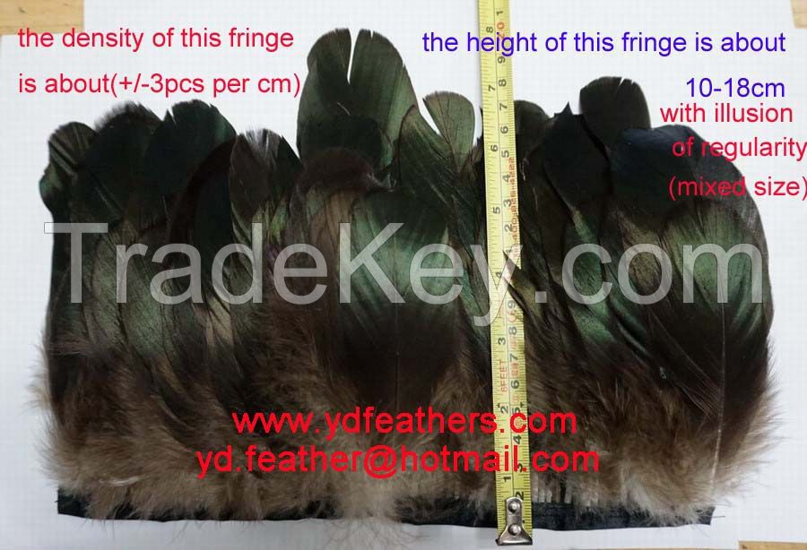 Natural green iridescent goose nageoires fringe/trim from China