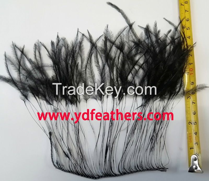 2ply Burnt Ostrich Feather Fringe Dyed Black Sewn On String