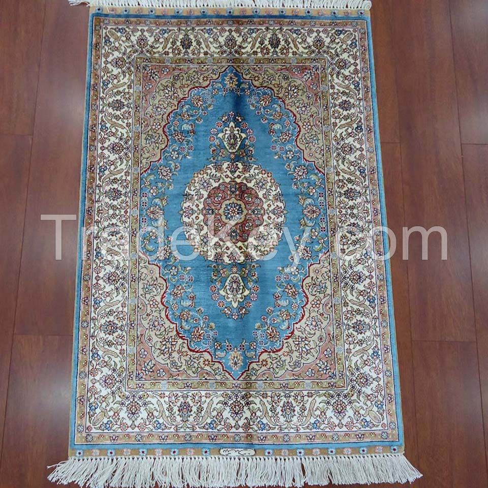 2x3 Small Persian Silk Rug Hand Knotted Carpet Double Knots Traditional Antique Persian Tabriz Style Chinese Manufacturer