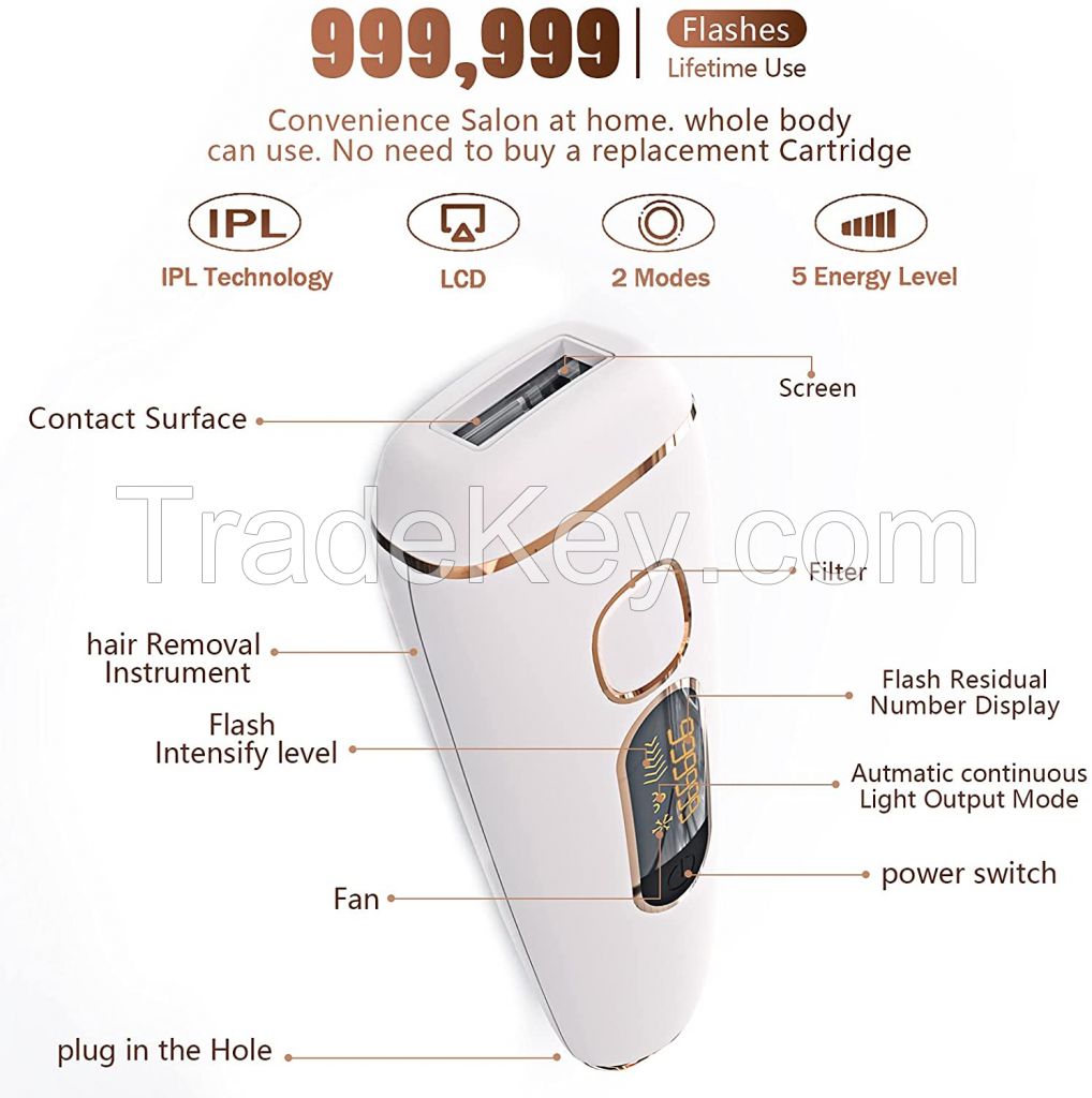 IPL Hair Removal for Women at Home Use Painless Permanent on Whole Body Facial Laser Hair Removal 999, 999 Flashes