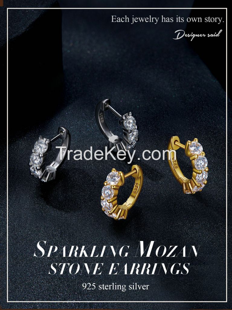 Sobling Round 2.0carat Moissanite 18K yellow gold color round Hoop Earrings by 925 sterling silver from china jewelry manufacturer