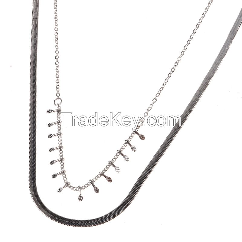 Good Price Fashion and Beautiful Appearance Design Classic Layered Charm Silver Chain Necklace