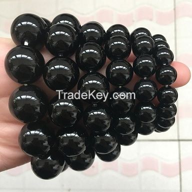 Brazilian black agate Natural Gemstone Bracelet 6-9'' Elasticated Healing Stone Chakra ReikiSIZE