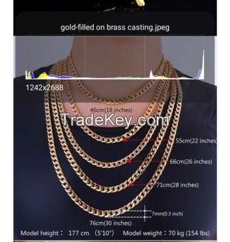 Brass snake chain 18K gold Plated necklace fashion jewelry