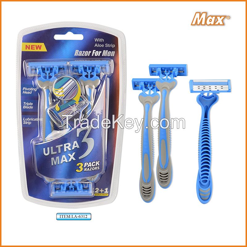 Hot Sales Disposable triple Blade Razor Shaving Blades Safety Handle Portable Mens Face Plastic Razor