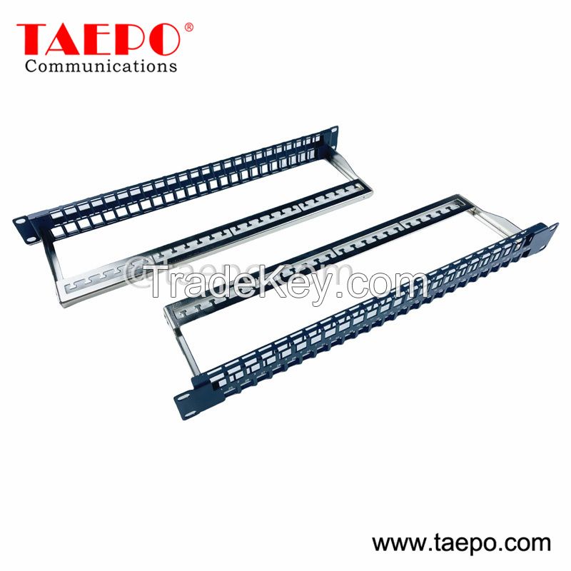 19 inch 1U 48 port blank patch panel for UTP keystone jack from China Factory TAEPO