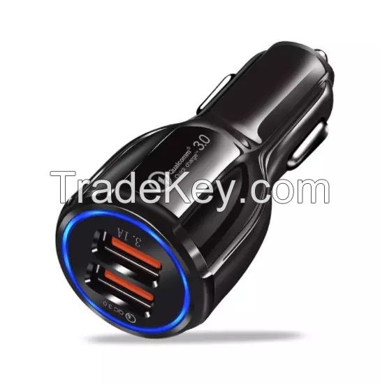 Quick charger 3.0 Car Charger Mobile phone car charger USB charger 30W  dual USB car Adapter