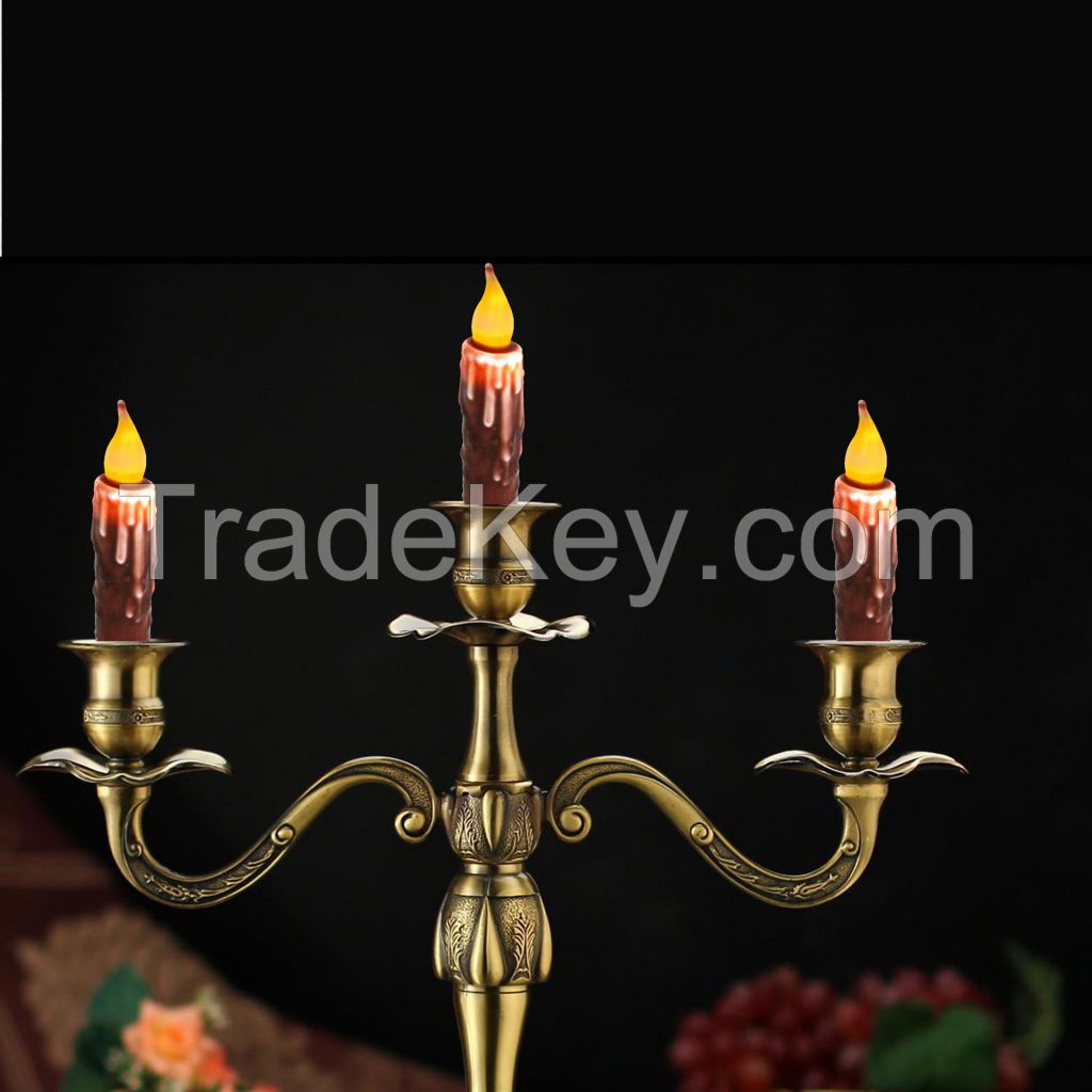 Real Wax Hand Dipped Battery Operated LED Timer Taper Candles Country Primitive Flameless Lights