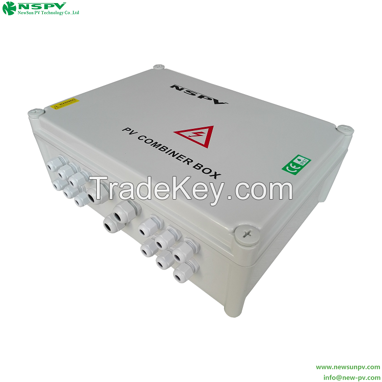 EN60529 2/4/6/8/10/11/12/16inputs to 1output Solar DC combiner box IP65 string box for PV protection system