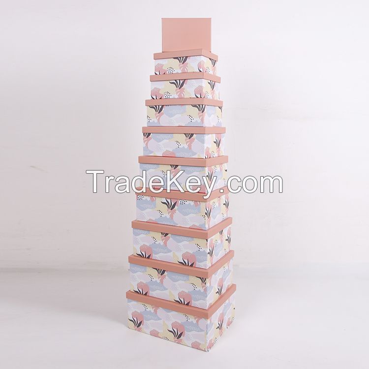 Rectangle Cardboard Paper Gift Boxes Nested Set Of 10pcs