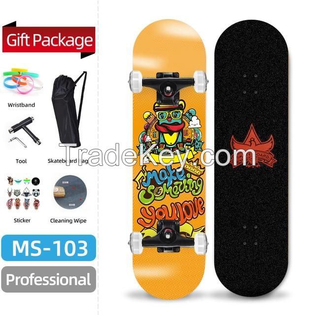 7ply Chinese Wood Maple 31 Inch Four Wheels Skateboard