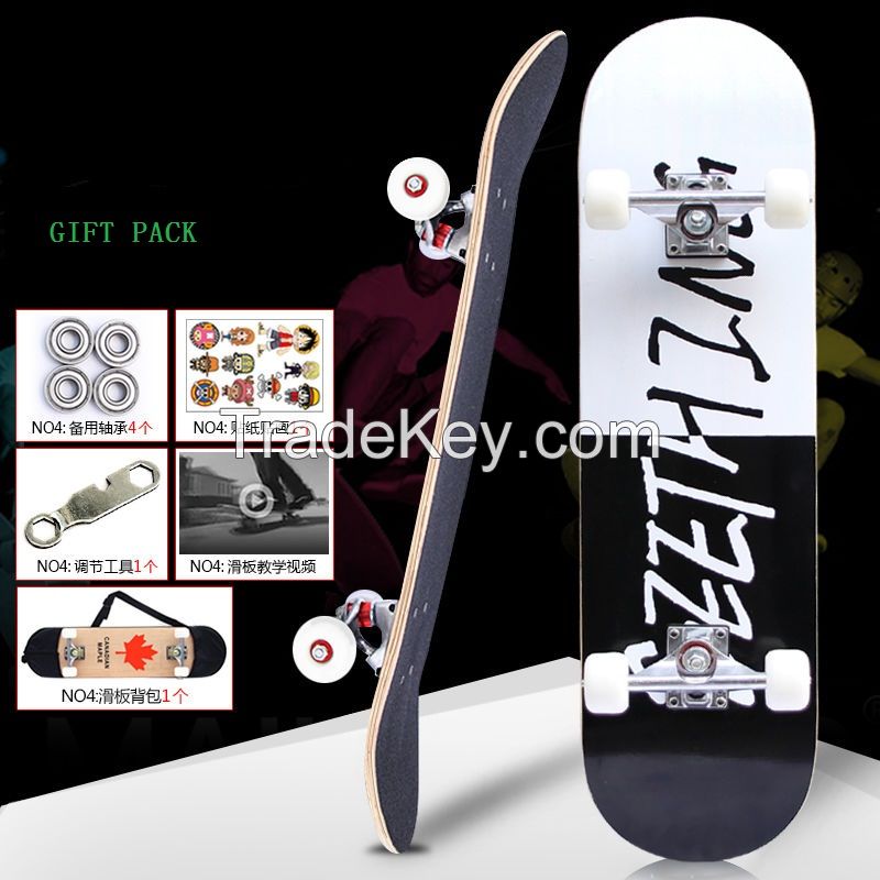 OEM Custom  PU Wheels Double Kick Skateboard