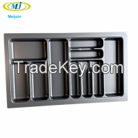 Grey Plastic Eco-Friendly Cutlery Tray Inserts for Kitchen Drawers