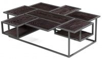 wooden top coffee table with iron frame