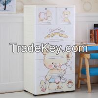 Household Kids Plastic Wardrobe and Book Cabinet With Lock