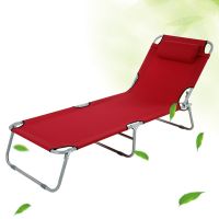 Garden Outdoor Patio Balcony Folding Camping Sun Lounger Recliner Beach Chair Bed with Steel Pipes and Adjustable