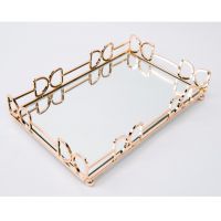 metal gold vanity mirror tray serving tray for food