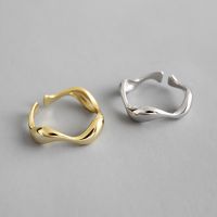 925 Solid Silver Open Ring For Women Irregular Geometric Shape Unique Jewelry