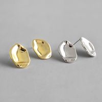 High Polished Sterling Silver Simple Style Irregular Geometry Shape Women's Fashion Stud Earrings Lanciashow