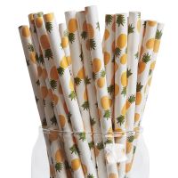 Hot Sale Customizable Size Food Grade Biodegradable Pineapple Pattern Eco Paper Straws