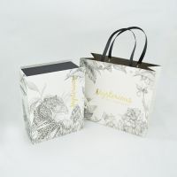 Wholesale New Gold Logo Hot Foiled Stamping Gift Bags Packaging Kraft Paper Bag With Handles