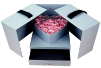 Valentine Day Wholesale magnet closure double layer heart shaped gift box with cardboard drawer and ribbon