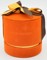 Luxury custom logo decorative velvet gift packaging box cardboard hat boxes round flower box with ribbon