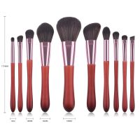 10PCS Professional Make up Cosmetic Makeup Brush Set, Red Wood Handle, High Grade Synthetic Hair