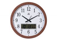 Factory Supply Wall Clock with Digital Date Day of Week and Temperature Meter, Round Silent, Non-Ticking Sweep Clock OEM Welcome