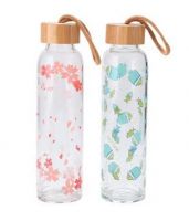 water glass bottle with handle lid