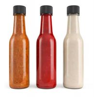 glass bottles for chilli sauce, tomato sauce with lids with pourers