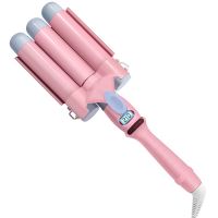 Home use new three barrel ceramic Ionic big wave curler automatic LCD curling iron with triple barrel hair waver hair curler