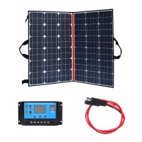 120W 18V Portable Foldable Solar Panel Battery Charger Sea aviation joint line +0.75m2 PVC red black parallel line