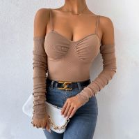 women's sexy watsitcoats tank tops with long sleeves knittedstyle