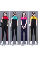 Monisa Lady Summer Sports Leisure  Suit With Half Zipper With Color Matching