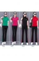 Monisa Lady Summer Sports Leisure  Suit With Half Zipper With Wide Legged Trousers