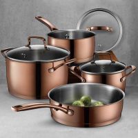Premium Quality 304/316 Stainless Steel Cookware Set cooking pot saucepan casserole frying pan  Rose Gold