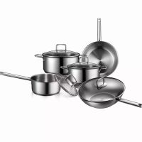Fty Stainless Steel Kitchen Cookware Fry Pan Saucepan Pot Stainless Steel Cookware Set