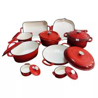 Factory Supply OEM Cast Iron Enamel Dutch Oven Cooking Pot Frying Pan Kitchen Cookware Set