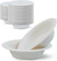 16oz Disposable Paper Bowls Heavy Duty, 125 Pack Eco-Friendly Compostable Bowls, Biodegradable Party Bowls for Hot and Cold Food, Made of Sugarcane Fiber