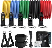 Resistance Bands Set with Handles for Men Women, Exercise Band with Leg Ankle Straps, Door Anchor for Working Out, Long and Heavy Weight Tubes for Strengths Training, Fitness