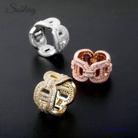 Sobling Hip Hop letter "X" and "H" chain link eternity wedding Ring band fully Iced Out Bling Micro Pave AAA Cubic Zircon Jewelry white gold color plating