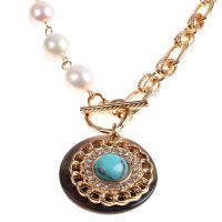 Luxurious Classic Natural Pearl / Shell With Hand Made Chain And Delicate Pendant Necklace Jewelry For Woman