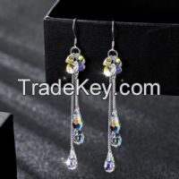 Fashion crystal glass alloy earrings with 925 silver studs