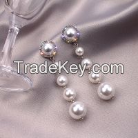 Fashion tridacna pearl earrings with 925 silver studs