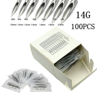 100PCS Piercing Needles Surgical Steel Disposable Body Piercing Needles E.O.Gas Sterilized Permanent