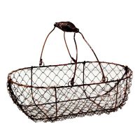 country primitive handmade metal wire egg basket
