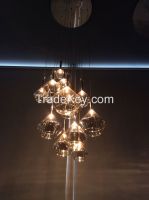 Residential lighting fixtures wholesale with low price in European markets, Modern amber glass pendant lights