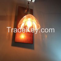 European stylish wood design wall sconce light with clear glass shade design ideas