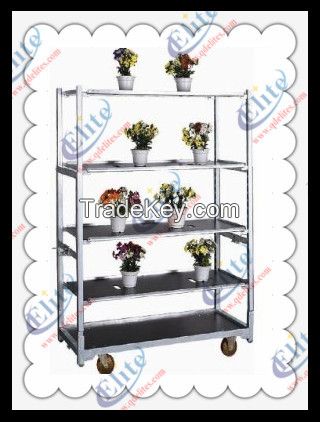own factory 4 wheels metal plant flower pot shelf display cart trolley